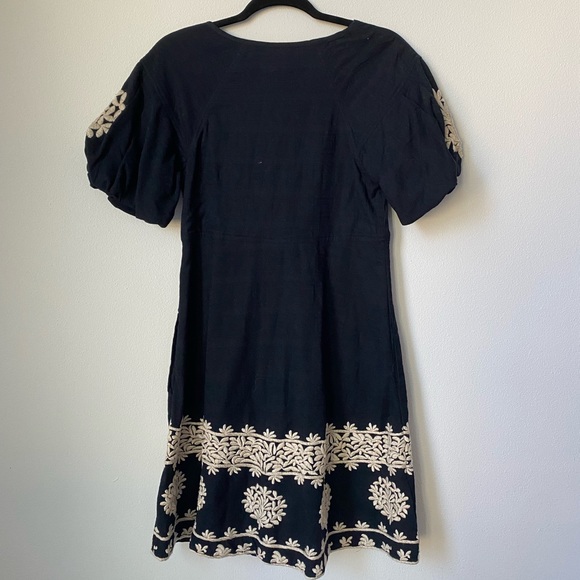 Women Navy Dress with Tan/Crème Embroidery pattern - Picture 2 of 3